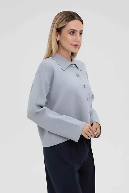 Жіночий в'язаний кардиган світло-сірого кольору - #4038813