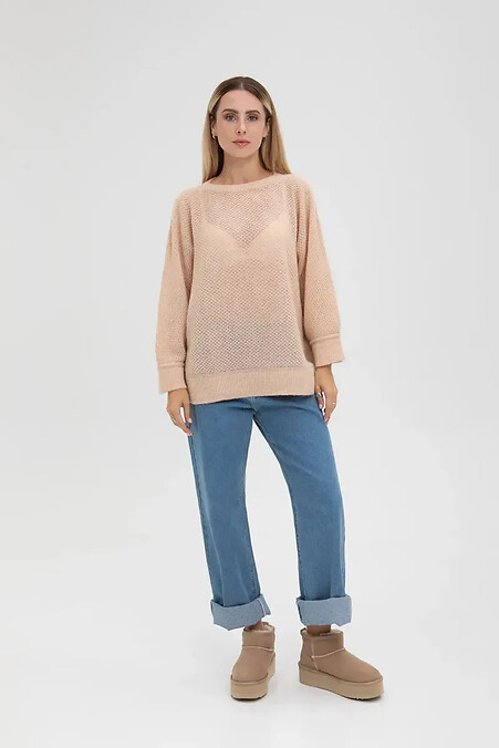 Жіночий в'язаний джемпер бежевого кольору - #4038824
