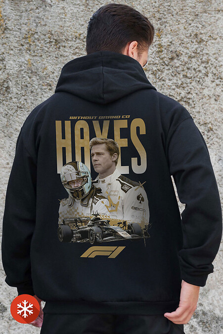 Мужское Утепленное Зип Худи На Флисе Зипер С Принтом Hayes Kane Black - #8055824