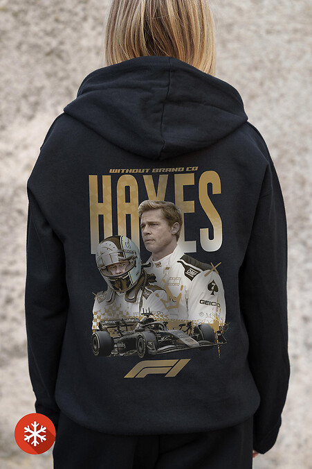 Women's Insulated Zip Hoodie On Fleece Zipper With Print Hayes Kane Black - #8055825