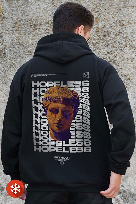 Men's Insulated Zip Hoodie On Fleece Zipper With Print Hopeless Kane Black - #8055828