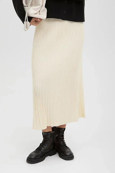 Жіночий в'язана спідниця-пліссе білого кольору - #4038829