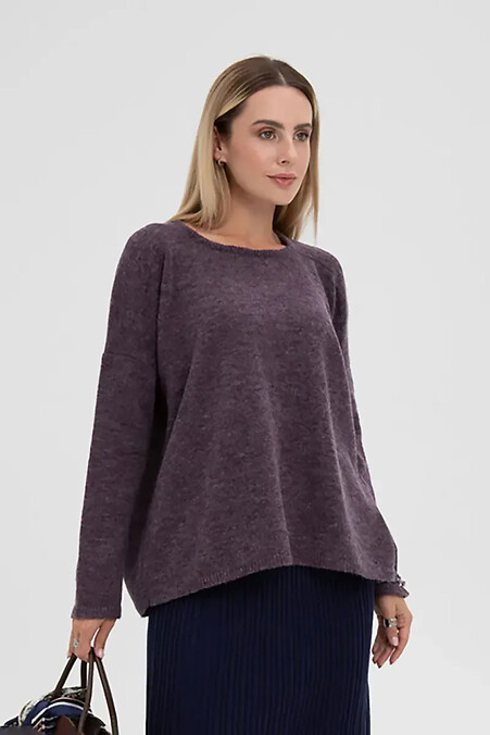 Жіночий вовняний в'язаний джемпер фіолетового кольору - #4038832