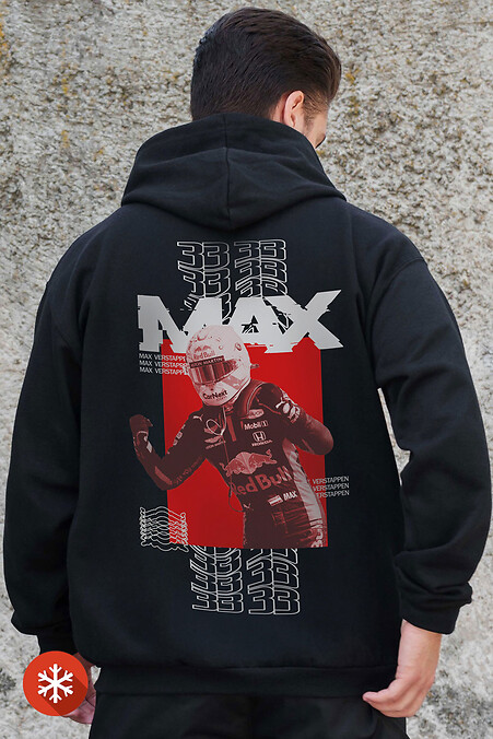 Men's Insulated Zip Hoodie On Fleece Zipper With Print Max Kane Black - #8055832