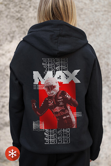 Damska ocieplana bluza z kapturem na zamek z polaru z nadrukiem Max Kane Black - #8055833