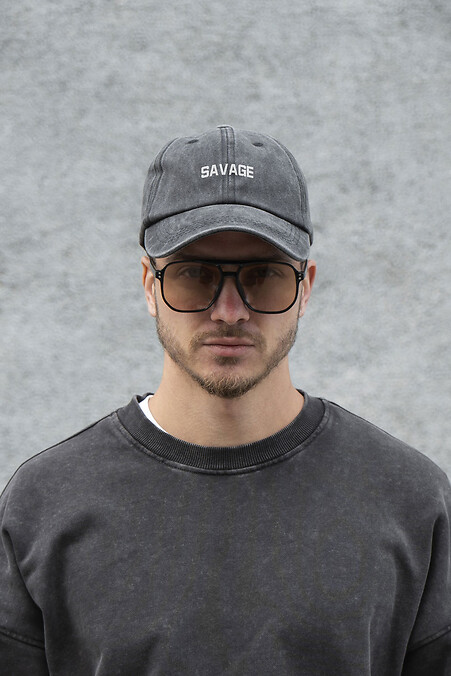 Męska czapka z daszkiem w stylu vintage z nadrukiem Savage Black - #8049835