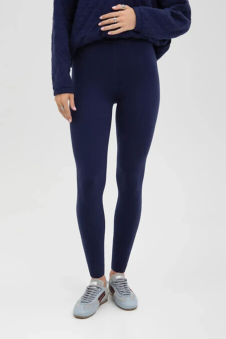 Damskie legginsy z dzianiny w kolorze niebieskim - #4038838