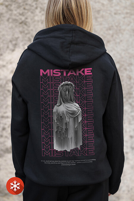 Women's Insulated Zip Hoodie On Fleece Zipper With Printed Mistake Kane Black - #8055839