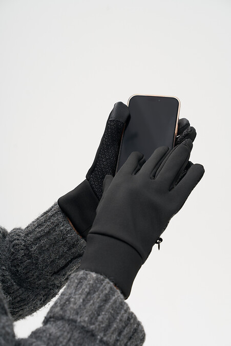 Neopren-Touchscreen-Fäustlinge für Damen ohne Bünde, Schwarz, Größen 17-37 - #8056840