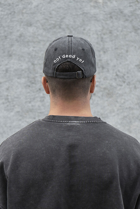 Męska czapka z daszkiem Vintage Printed NotDead Black - #8049841