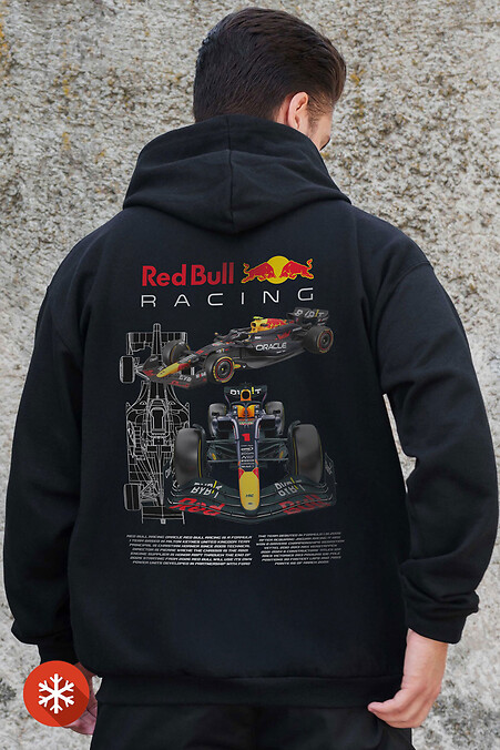 Men's Insulated Zip Hoodie On Fleece Zipper With Printed Redbull Kane Black - #8055848