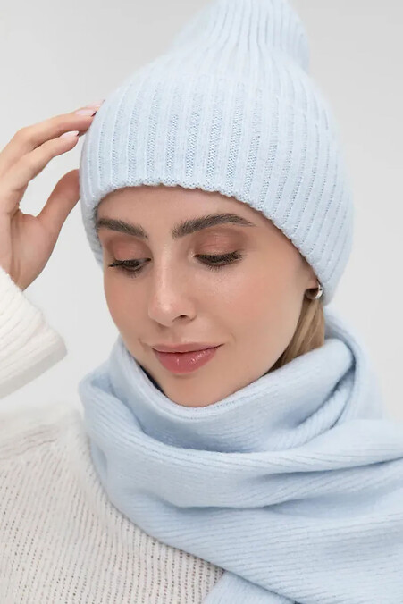 Damenstrickmütze in blau - #4038850