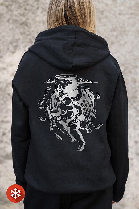 Жіноче Утеплене Зіп Худі На Флісі Зіпер З Принтом Respirator Kane Black - #8055851