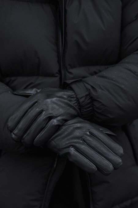 Herrenhandschuhe aus echtem Leder mit Kaninchenfell, ohne Gummiband, Montana, schwarz - #8056851