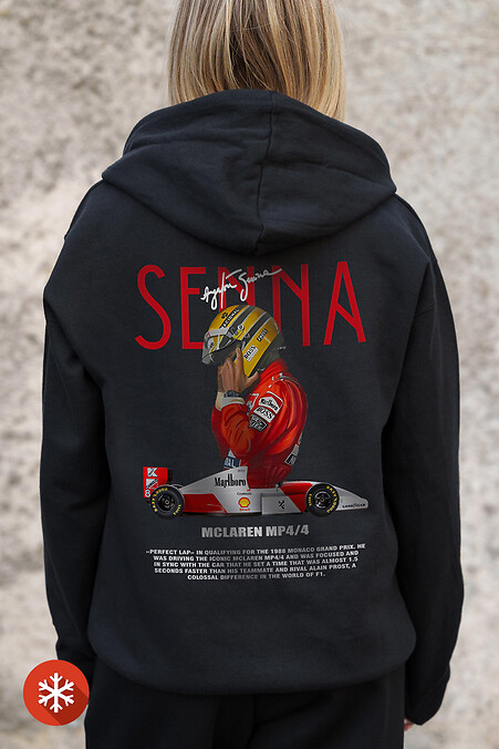 Women's Insulated Zip Hoodie On Fleece Zipper With Senna Kane Print Black - #8055857