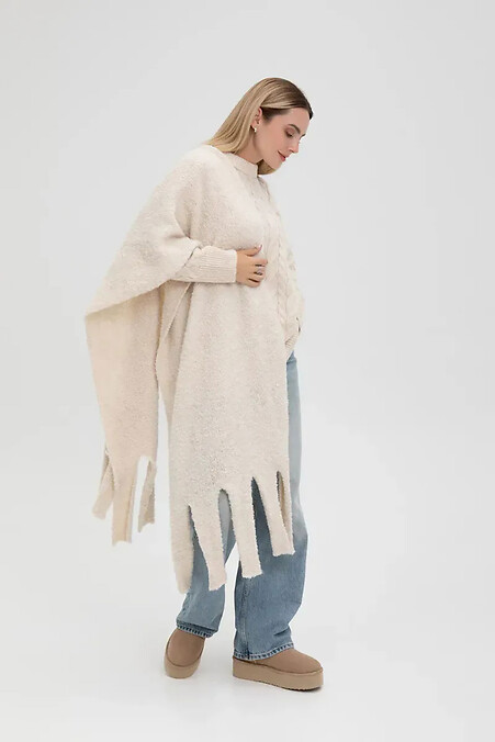 Женский вязаный шарф-палантин белого цвета - #4038859