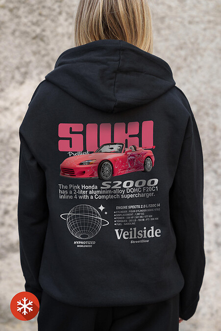 Жіноче Утеплене Зіп Худі На Флісі Зіпер З Принтом Suki  Kane Black - #8055865