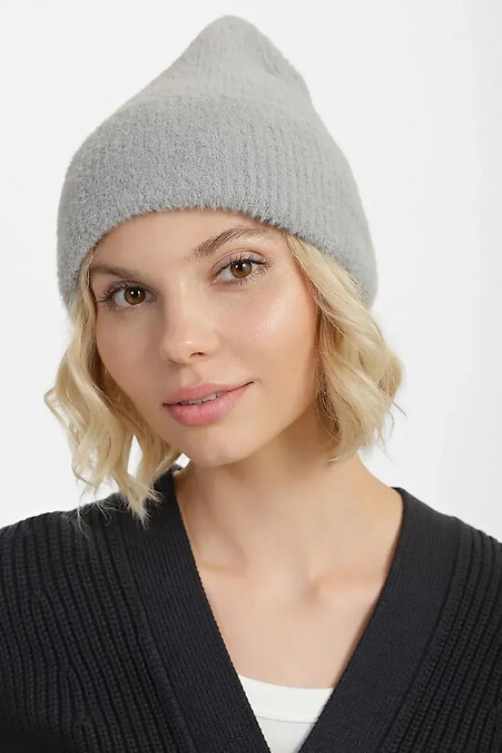 Жіноча трикотажна в'язана шапка, світло-сірий - #4038867