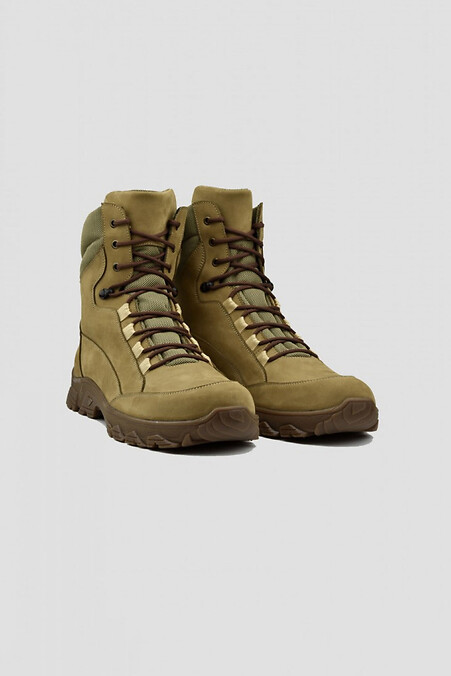 High tactical coyote fur hydrophobic nubuck boots with a flap on a thick sole for men -20°C | DN-04 - #4205867