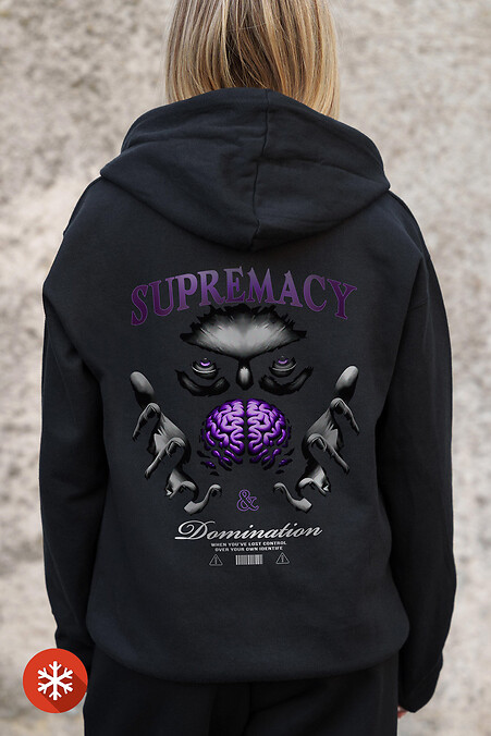 Женское Утепленное Зип Худи На Флисе Зипер С Принтом Supermacy Kane Black - #8055867