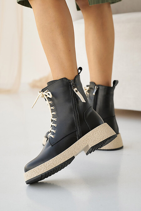 Damen-Winterstiefel aus Leder. Stiefel. Farbe: das schwarze. #8019868