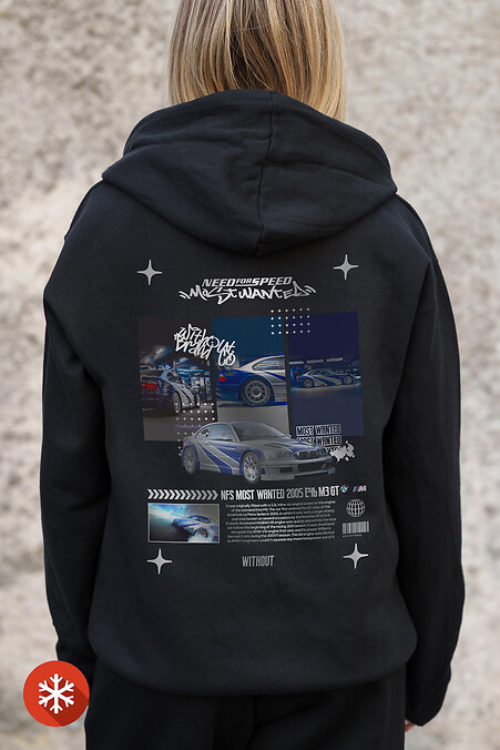 Жіноче Утеплене Зіп Худі На Флісі Зіпер З Принтом Wanted  Kane Black - #8055881