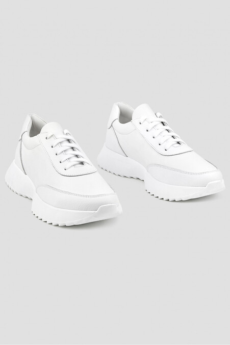 Women's white leather sneakers - #4205888