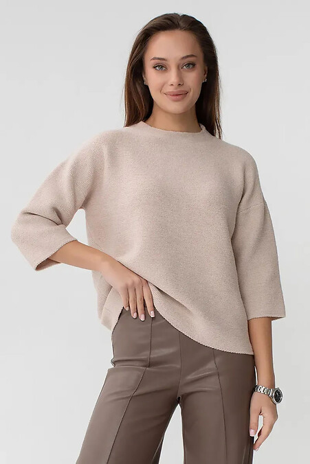 Knitted women's jumper, champignon - #4038892