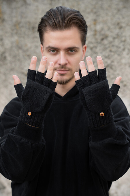 Чоловічі теплі зимові сенсорні перчатки рукавиці без пальців 3-30  Jude Black - #8055892