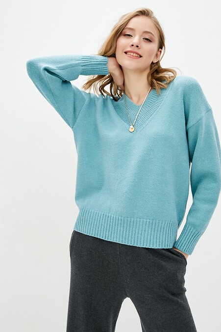 Sweter damski. Kurtki i swetry. Kolor: niebieski. #4037893