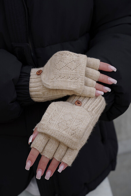 Жіночі теплі зимові сенсорні перчатки рукавиці без пальців 3-30  Jude Beige - #8055897