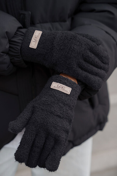 Женские теплые зимние меховые перчатки рукавицы 7-51А Lary Black - #8055899