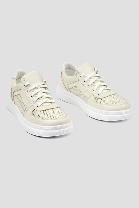 Leather sneakers with perforation - #4205901
