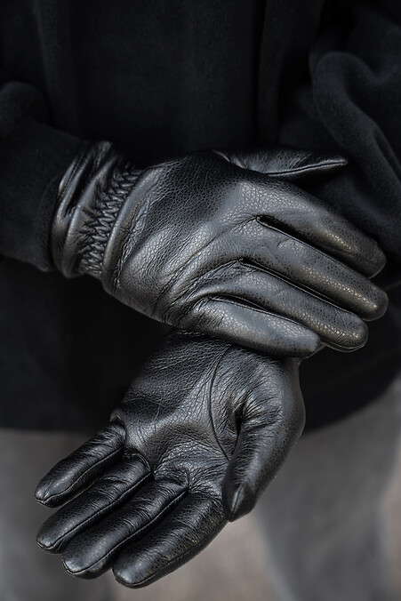 Чоловічі шкіряні теплі зимові сенсорні перчатки рукавиці 1-59  Tomy Black - #8055908