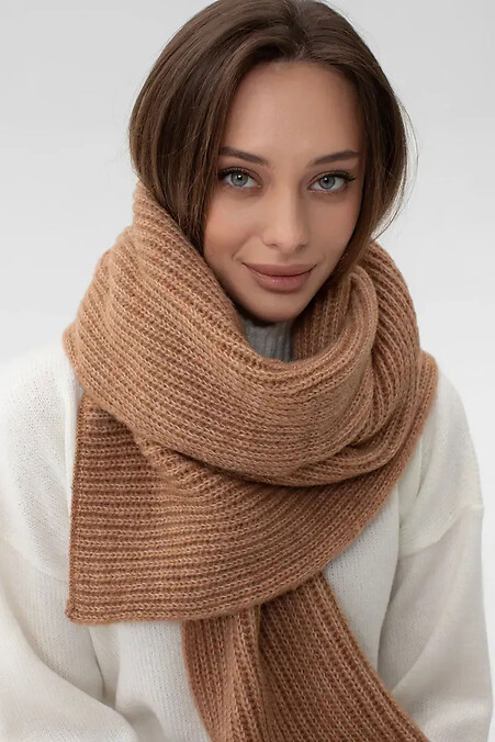 Женский вязаный шарф, кемел - #4038910