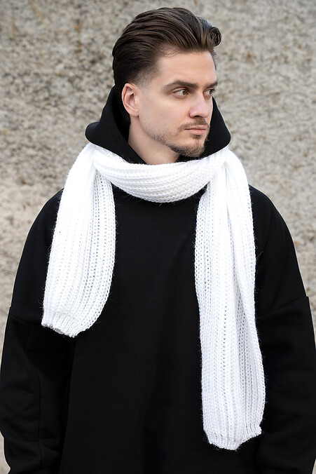 Мужской теплый вязаный шарф Carry White - #8055912