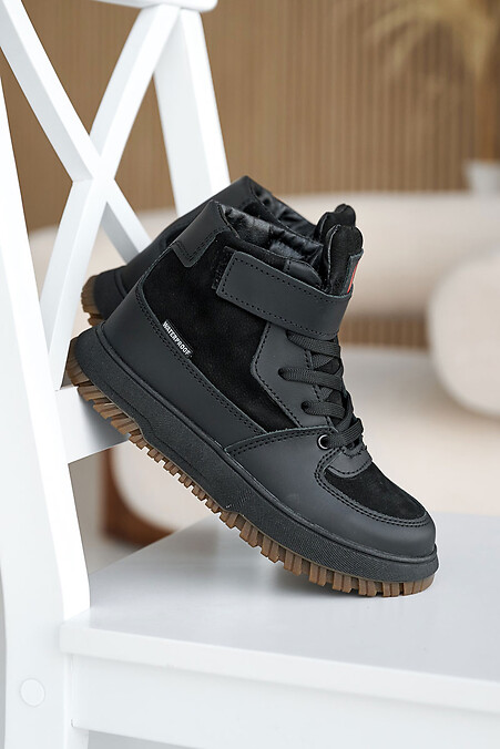 Skórzane, młodzieżowe buty zimowe w kolorze czarnym. Buty. Kolor: czarny. #8019914