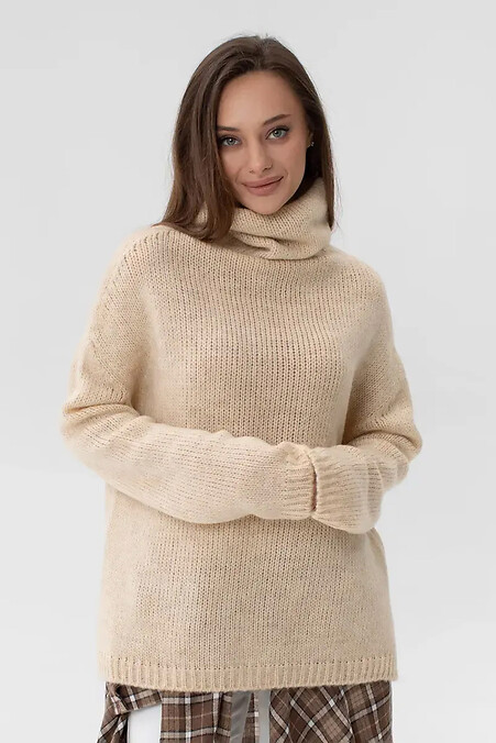 Свитер женский вязаный бежевого цвета. - #4038919