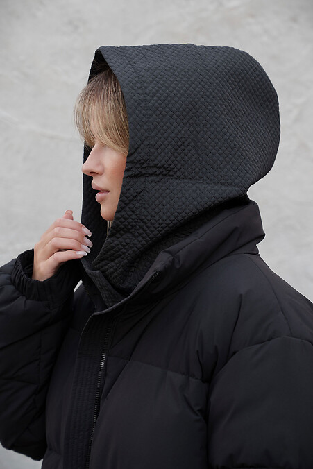 Тепла Шапка Капюшон Капор На Флісі В Маленьку Клітинку  Sara Black Woman - #8055922