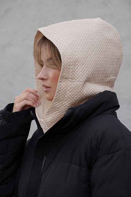 Тепла Шапка Капюшон Капор На Флісі В Маленьку Клітинку Sara Beige Woman. Головні убори. Колір: бежевий. #8055923