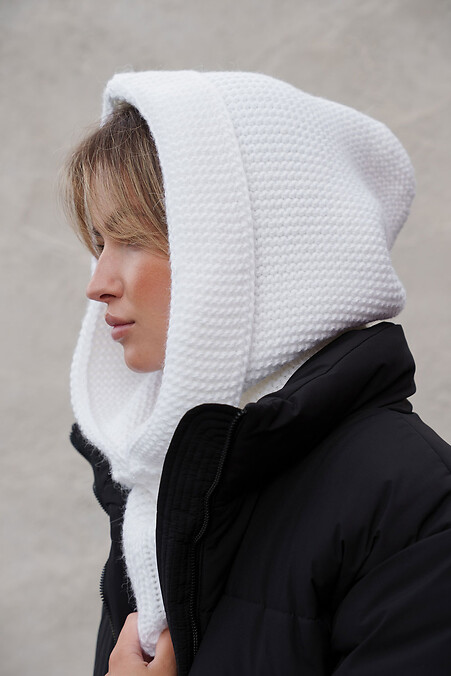 Тепла Шапка Капюшон Вязаний Капор  Lisa White Woman - #8055931