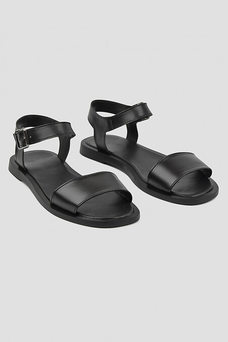 Women's leather sandals. Sandals. Color: black. #4205939