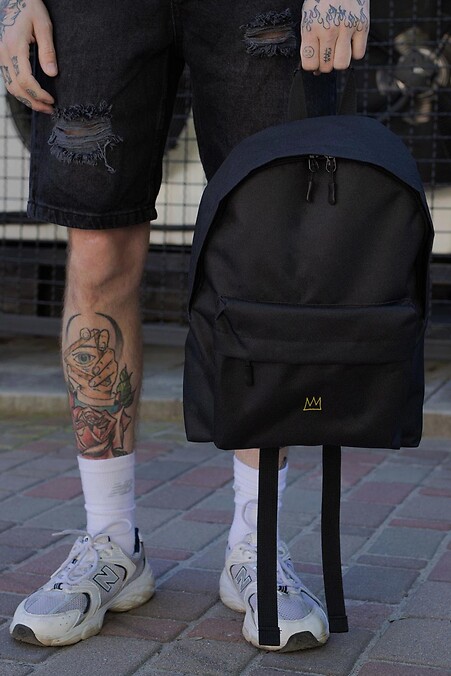 Herren Freizeit Schulrucksack Compact mit Druck Crown Schwarz - #8049942
