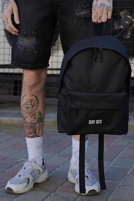 Herren Freizeit Schulrucksack Compact mit Druck DayOff Schwarz - #8049950
