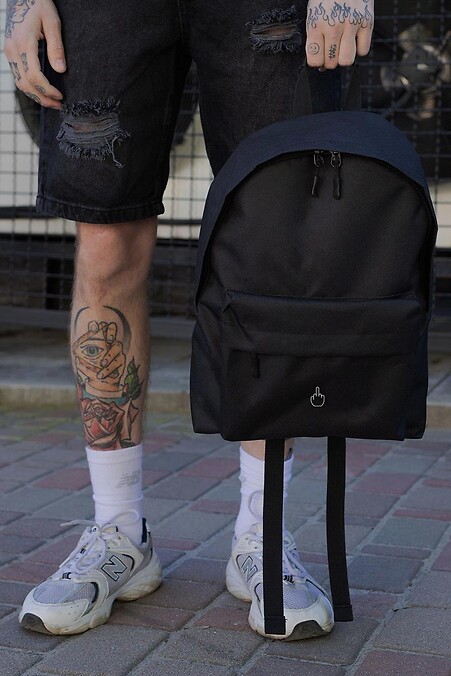 Herren Freizeit Schulrucksack Compact mit Druck Finger Schwarz - #8049958