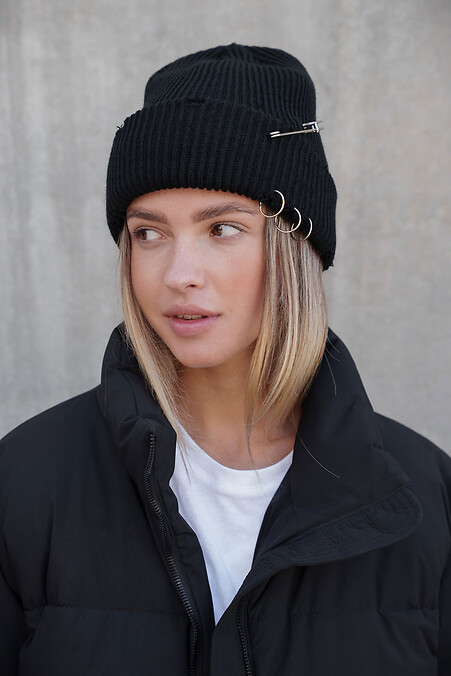 Подовжена Трикотажна Шапка Біні Докер Dominic Destroyed Black Woman - #8055962