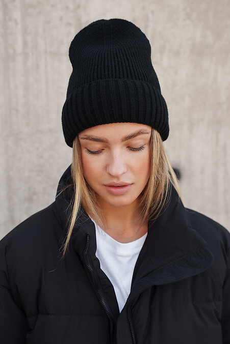 Женская зимняя трикотажная шапка на флисе  Butch Black - #8055964
