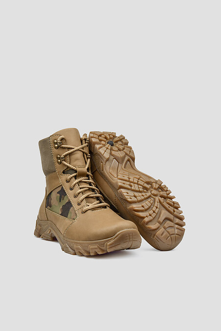 Men's high military boots on sheepskin - #4205974