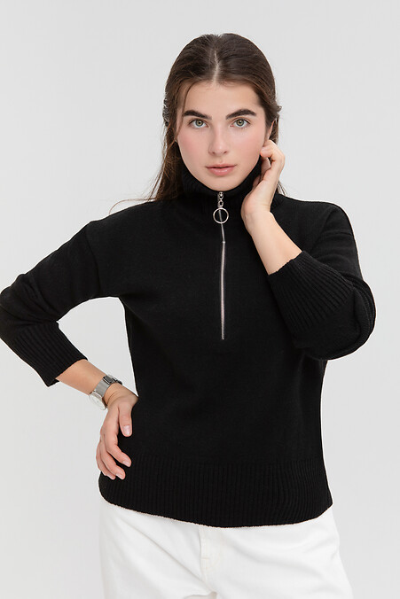 Sweter damski dzianinowy w kolorze czarnym - #4038990
