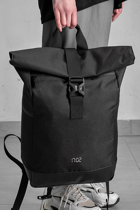 Жіночий Повсякденний Рюкзак Роллтоп Шкільний Without З Принтом 1702 Black - #8049991